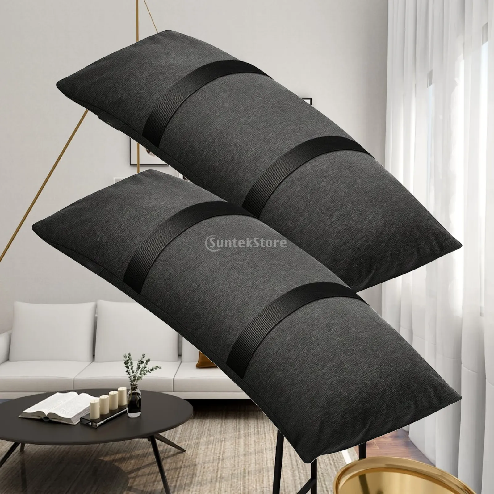 Black Canvas Sandbag for Trampoline Hold Down with Two Filling Openings Weight Bag