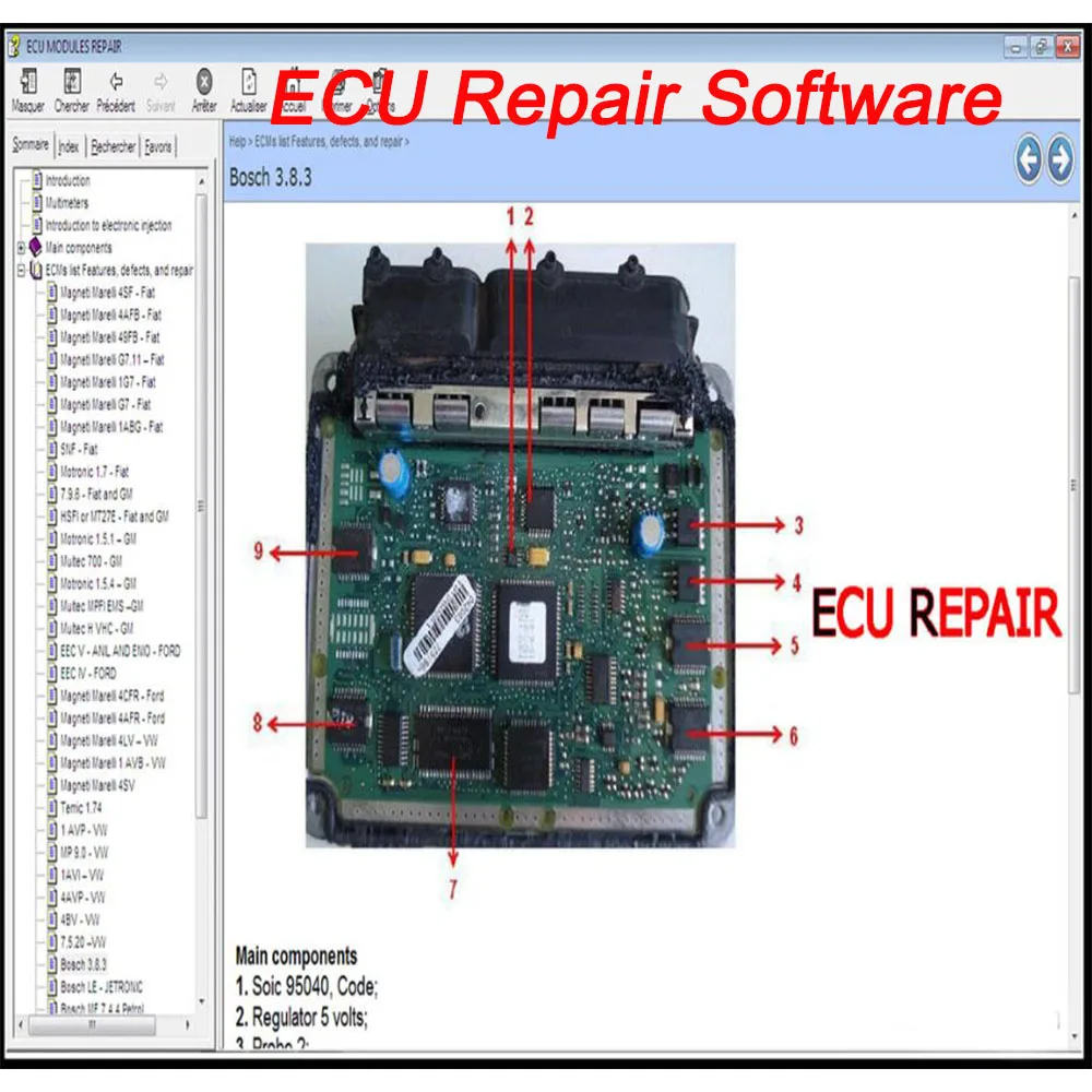 ECU Repair Software Fix Common Fault Immo Location Contains The Description Location Of The Component ECUs And Pinout Component