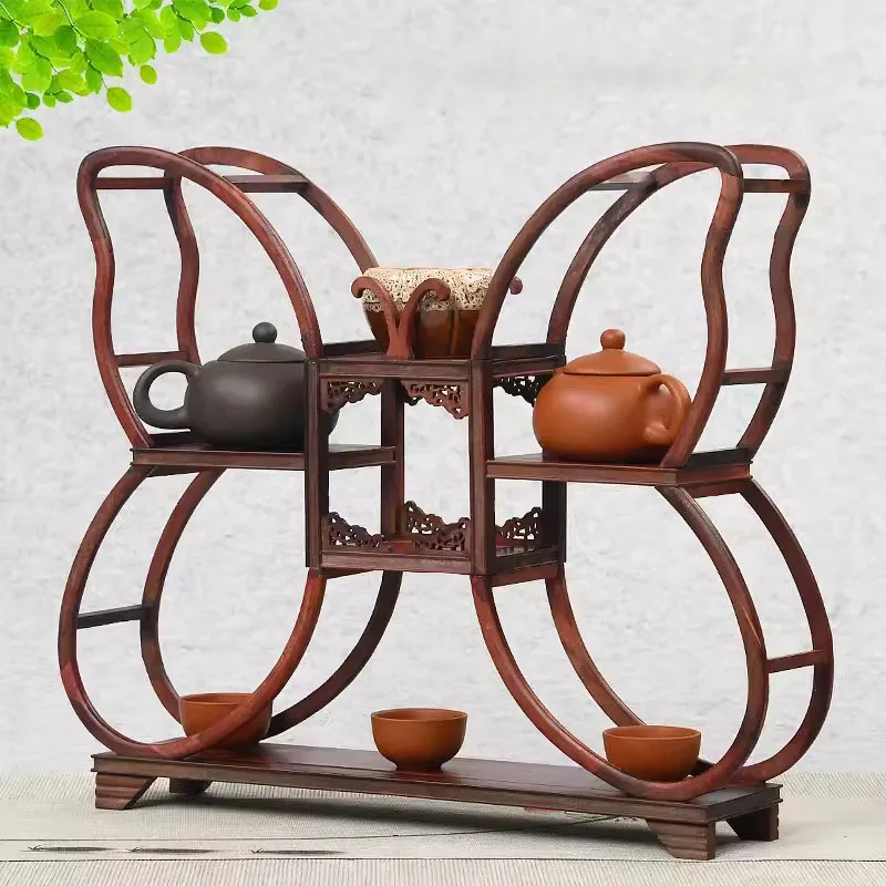 

Antique Red Sandalwood Rack, Clay Pot Rack, Tea Set Rack, Storage Rack, Chinese Style Display Rack, Duobao Pavilion