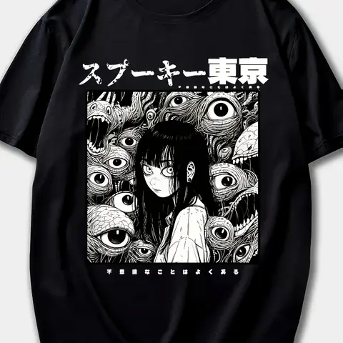 여성용 주니 마사타케 그래픽 티셔츠, 반팔 라운드 넥, 눈길을 끄는 단색 디자인, 캐주얼 여름 및 봄 상의