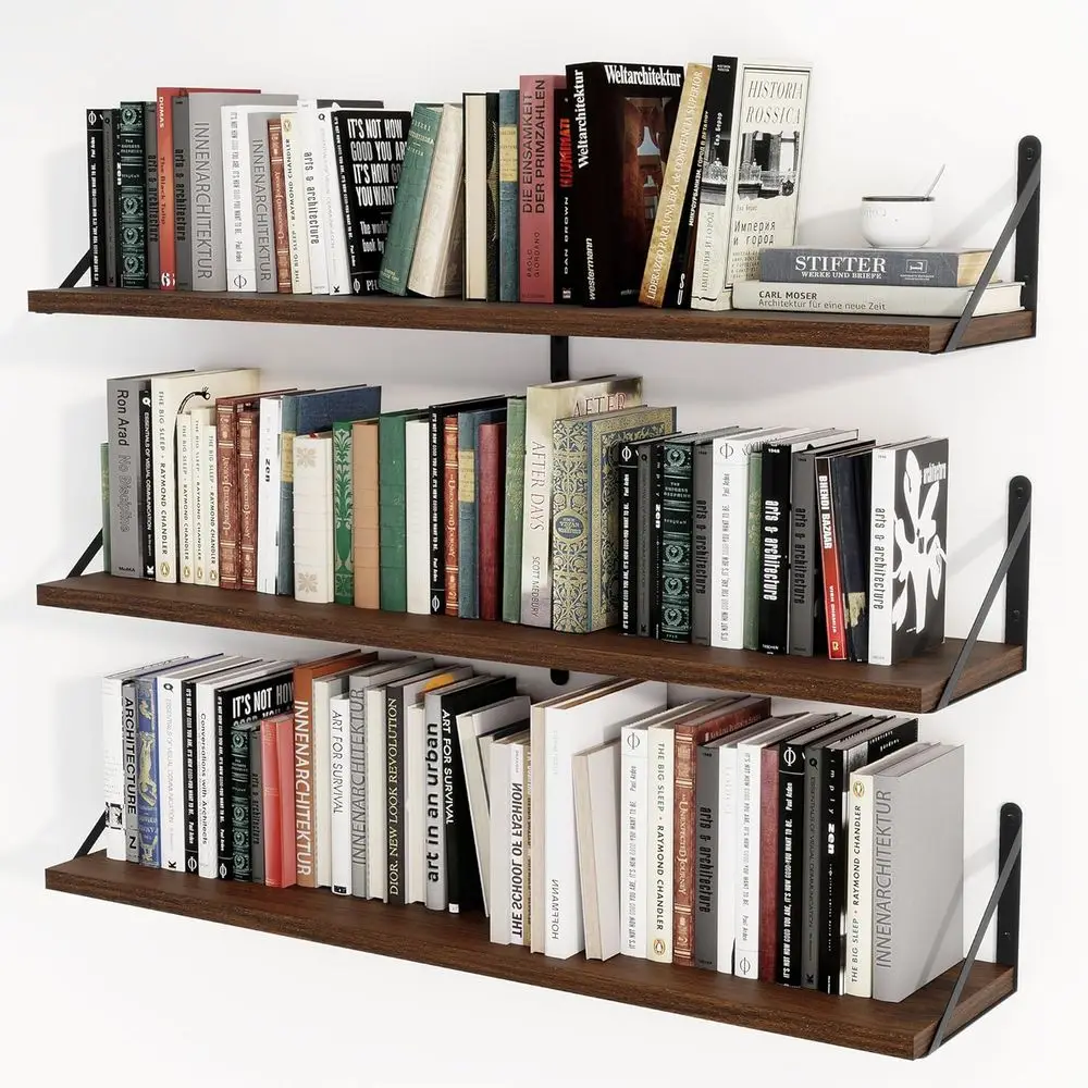 

Floating Book Shelves for Wall,35.4 Inches Long Wall Mounted Bookshelves,Heavy Duty Bracket Shelves for Living Room Kitchen,Laun