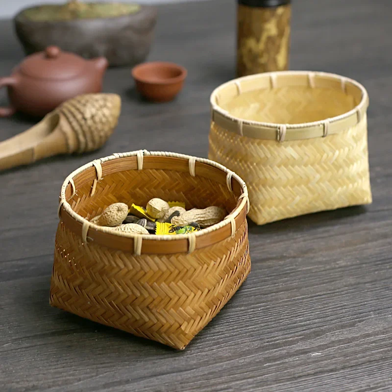 

Fruit Basket Weaving Rattten Basket Storage Bamboo Baskets Snack Box Storage Mini Desktop Vegetable Arrangement Willow Bread