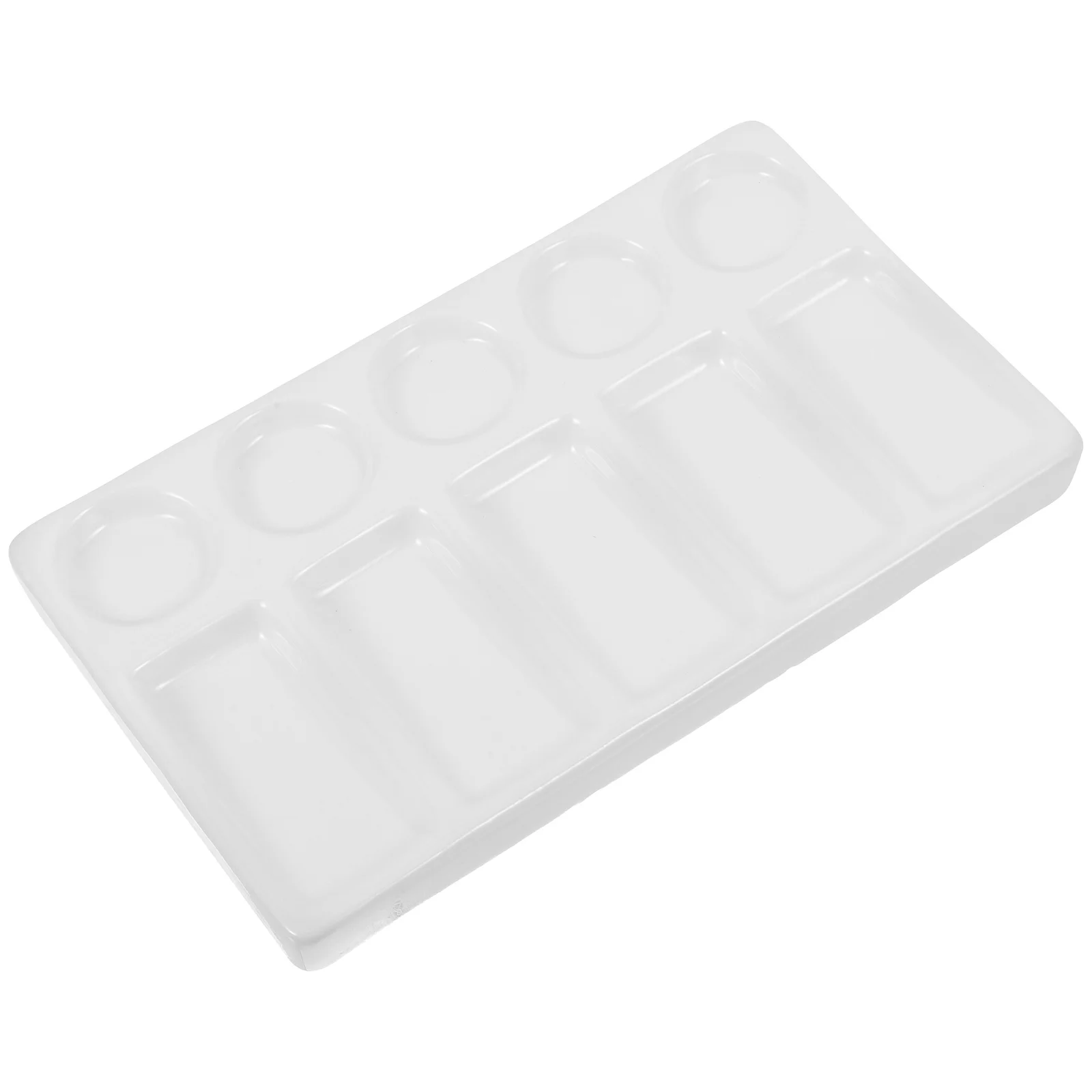 10-Well Rectangular Shape Porcelain Ceramic Watercolor Leak Proof Painting (White)