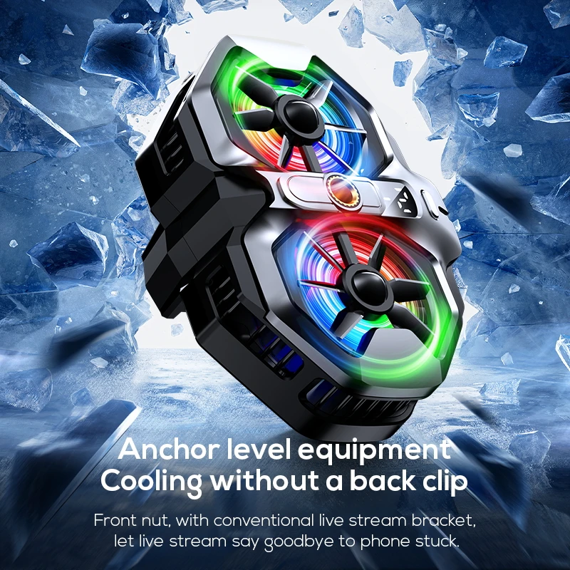 MEMO DL21 Mobile Semiconductor Back-clip Dual Fan Cooling Radiator for Live Streaming PUBG Game Cooler Support 50-90.5mm Phones