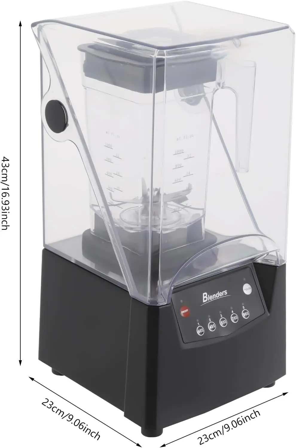 Commercial Blender, 0.48 Gal Soundproof Smoothie Machine with Removable Shield, Versatile Professional Countertop Blender, 2600w