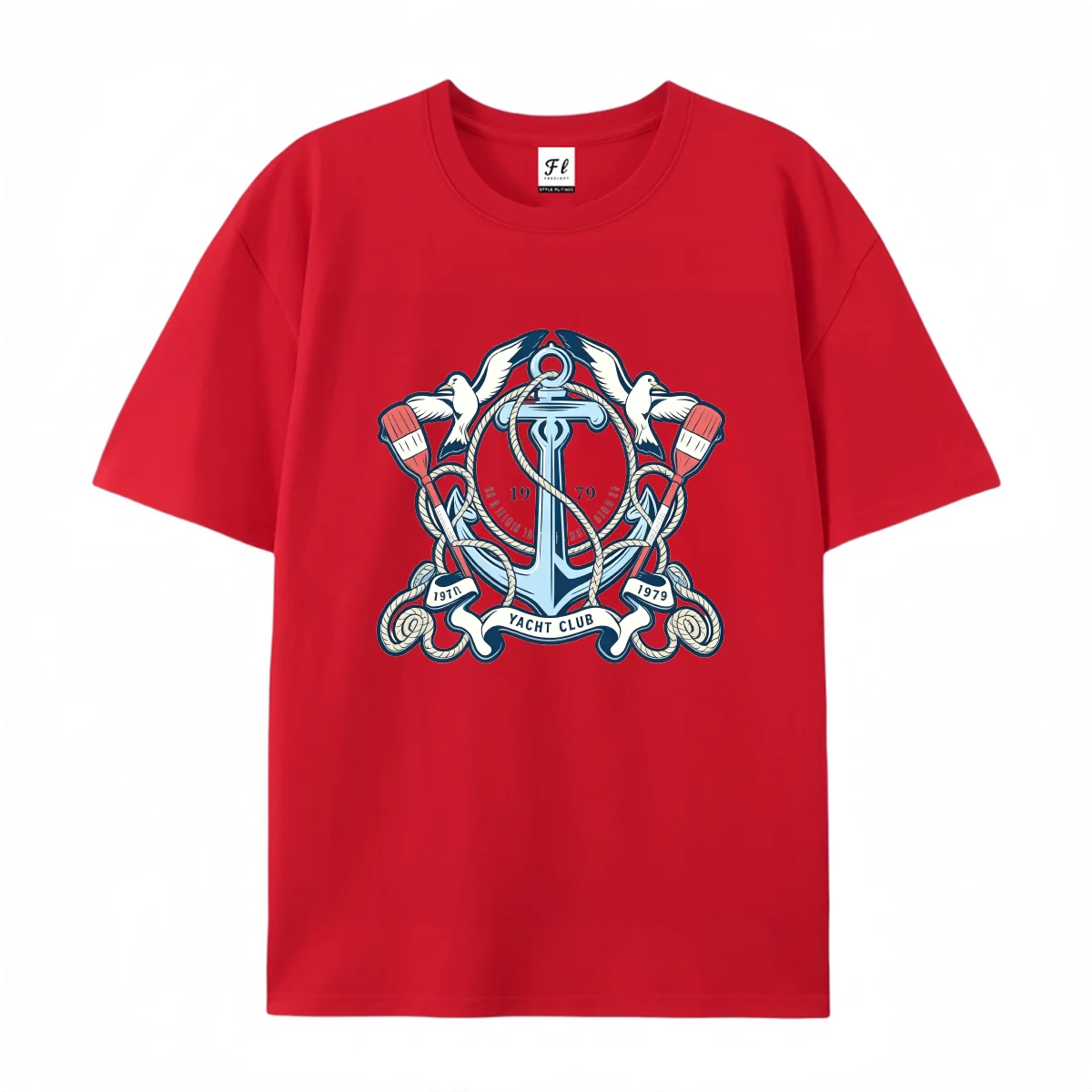 Unisex Summer Crew Neck T Shirt Vintage Nautical Anchor Print Short Sleeve Tees Ocean Sailing Casual Daily Outfit Wear Styles