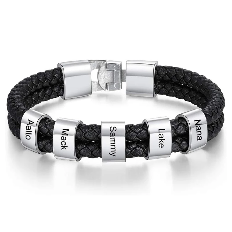XCL Custom Braided Leather Name Bracelet 5