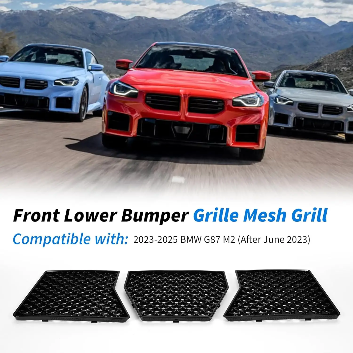 

3PCS Car Grille Mesh Decoration for BMW G87 M2 2023 2024 2025 ABS Front Lower Bumper Grille Mesh Grill Cover