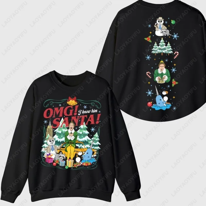 OMG-I-Know-Him-Elf-Christmas-Hoodies-Fun-Santa-Movie-Quote-Two-sided-Printed-Shirt-Buddy-The-Elf-Holiday-Vintage-Xmas-Pullovers