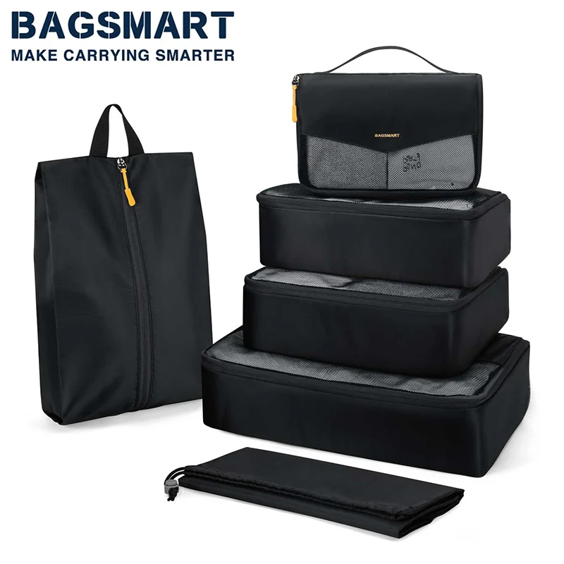 BAGSMART 6 Set Packing Cubes for Travel Suitcase Pouch Lightweight Clothes Tidy Organizer Bag Luggage Holiday Travel Accessories