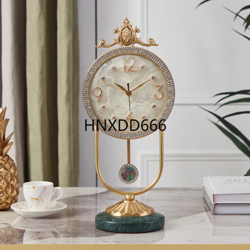 Pure copper Table clock Electronic desktop clock table decoration and accessories desk decor gadgets luxurious  European style