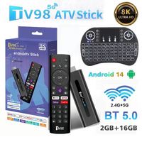 TV98 ATV Smart TV Stick 8K Android 14 H618 2.4G/5G Wifi Support OTA Media Player TV Receiver BT5.0 2GB 16GB Voice Remote TV Box