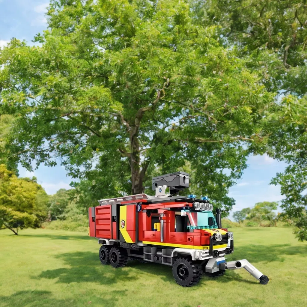 

MOC Bricks City Series Building Blocks Fire Command Vehicle Fire Truck Fire Drone Children's Toy Gift