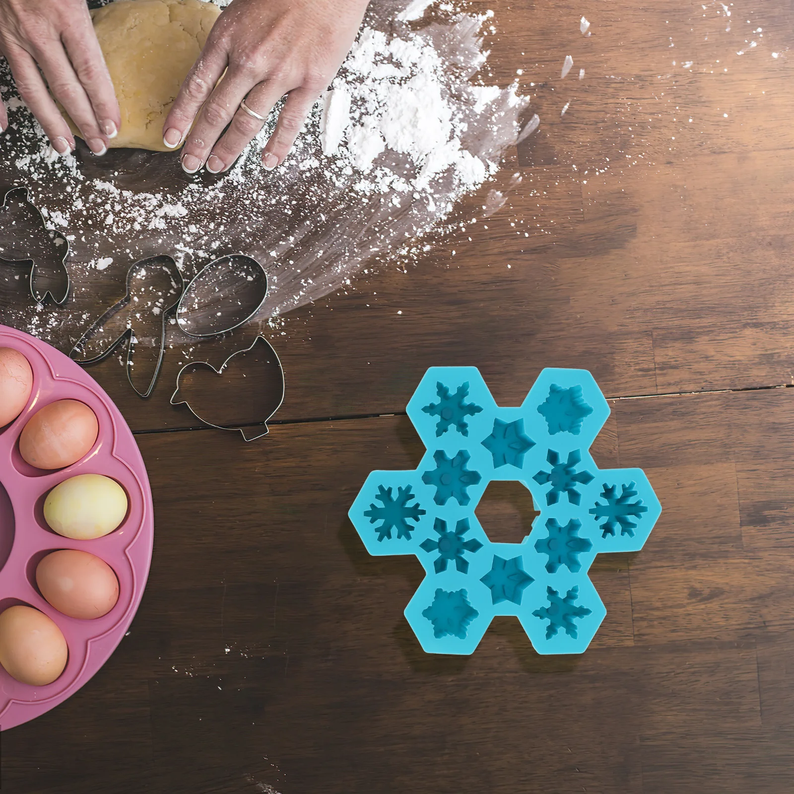 

2 Pcs Snowflake Ice Lattice Mold Silicone Molds Pastry Cubes Kitchen Tray Holiday Chocolate Cute