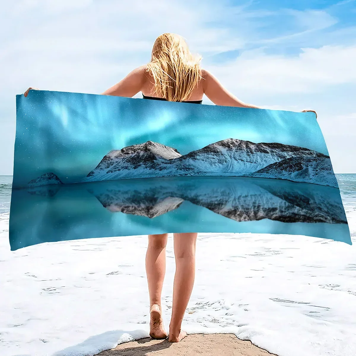 Comfy Beach Towels Northern Lights Aurora Borealis Soft Bathing/Beach/Camping Towel sandless for Women Men Girls Boys Large Size