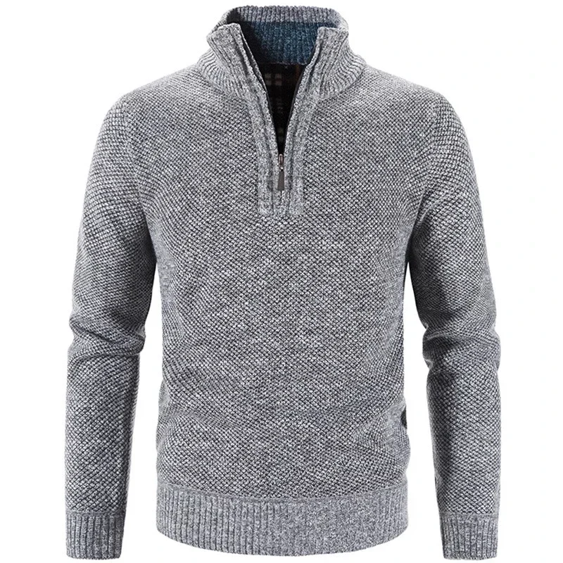 

Winter Men's Fleece Thicker Sweater Half Zipper Turtleneck Warm Pullover Quality Male Slim Knitted Wool Sweaters for Spring
