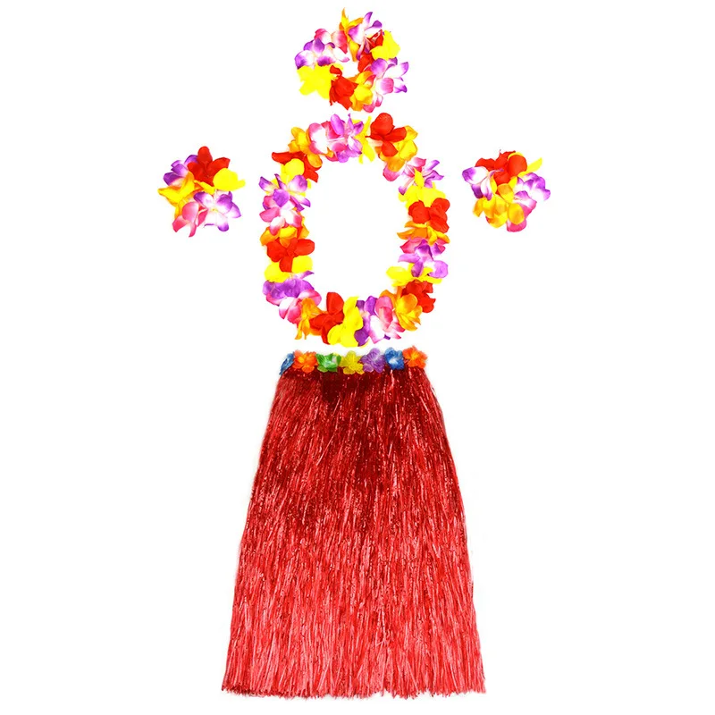 80 سنتيمتر طبقة مزدوجة طويلة سميكة هاواي حولا الرقص خمس قطع مجموعة الكبار زي ماكياج الرقص حفلة كرنفال الأداء #3