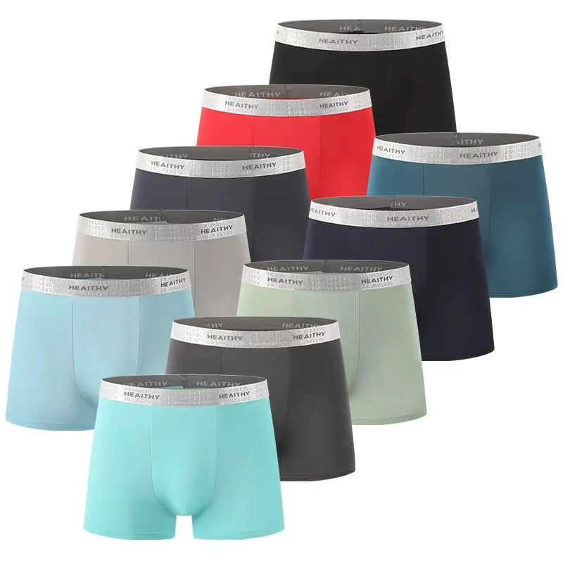

10-Piece Set Of Men's Fashionable Silver Elastic Waistband Underwear Comfortable And Versatile 10 Color Base Sports Basic Short