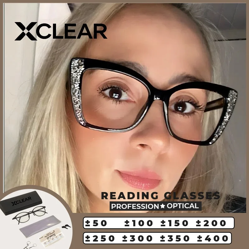 

Очки для чтения XCLEAR для женщин: тонкие, универсальные, в форме кошачьего глаза, с защитой от синего света, легкие, стильный новый дизайн