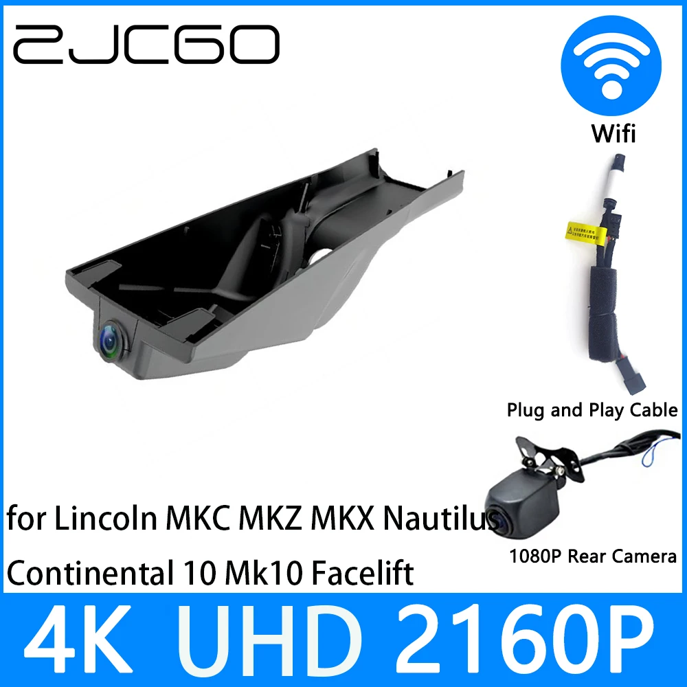 ZJCGO Dash Cam 4K UHD 2160P Car Video Recorder DVR Night Vision for Lincoln MKC MKZ MKX Nautilus Continental 10 Mk10 Facelift