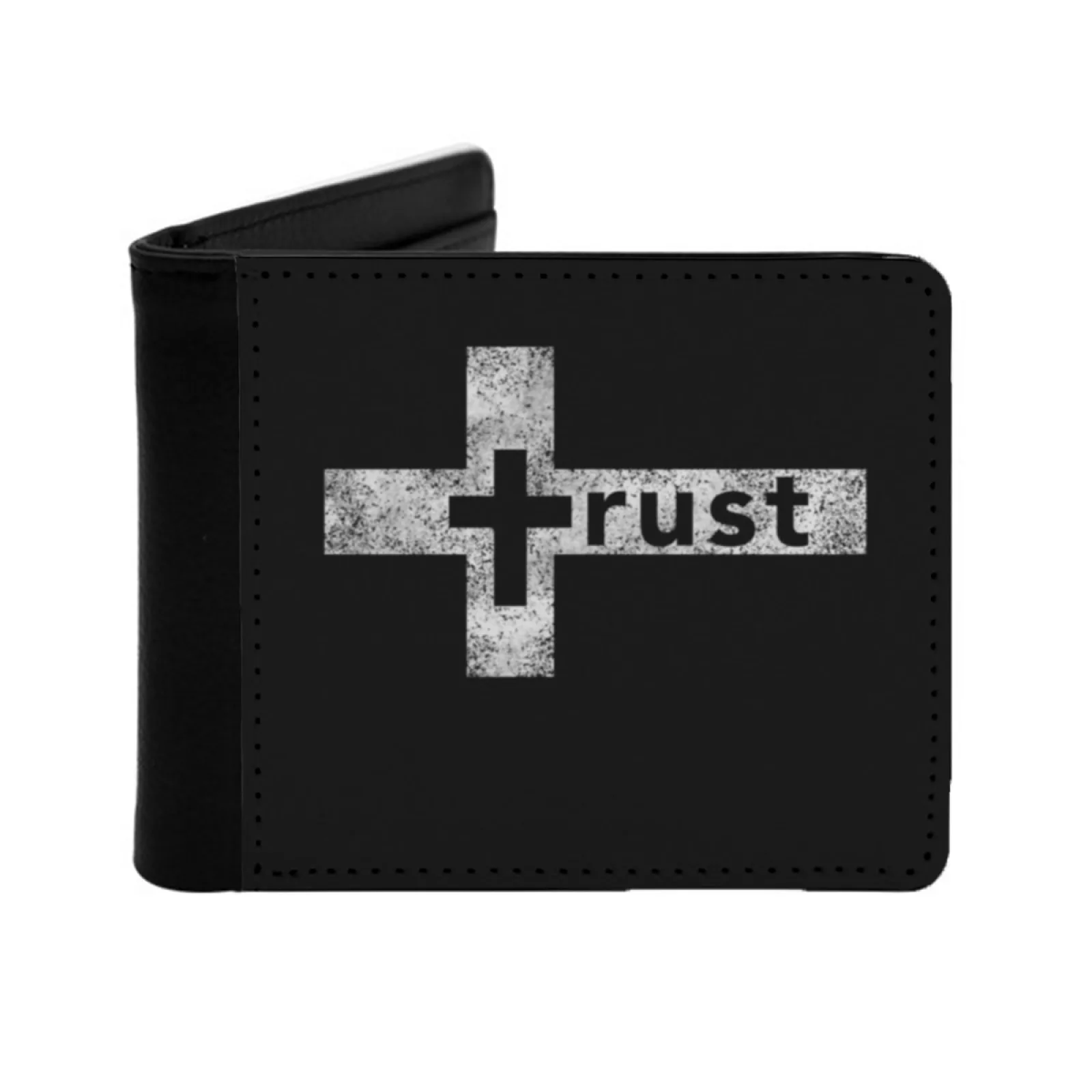 Trust Cross Christian Crucifix Trust In God Jesus Cross Personalized Men's Leather Wallet Credit Card Pouch Purse Trust Cross