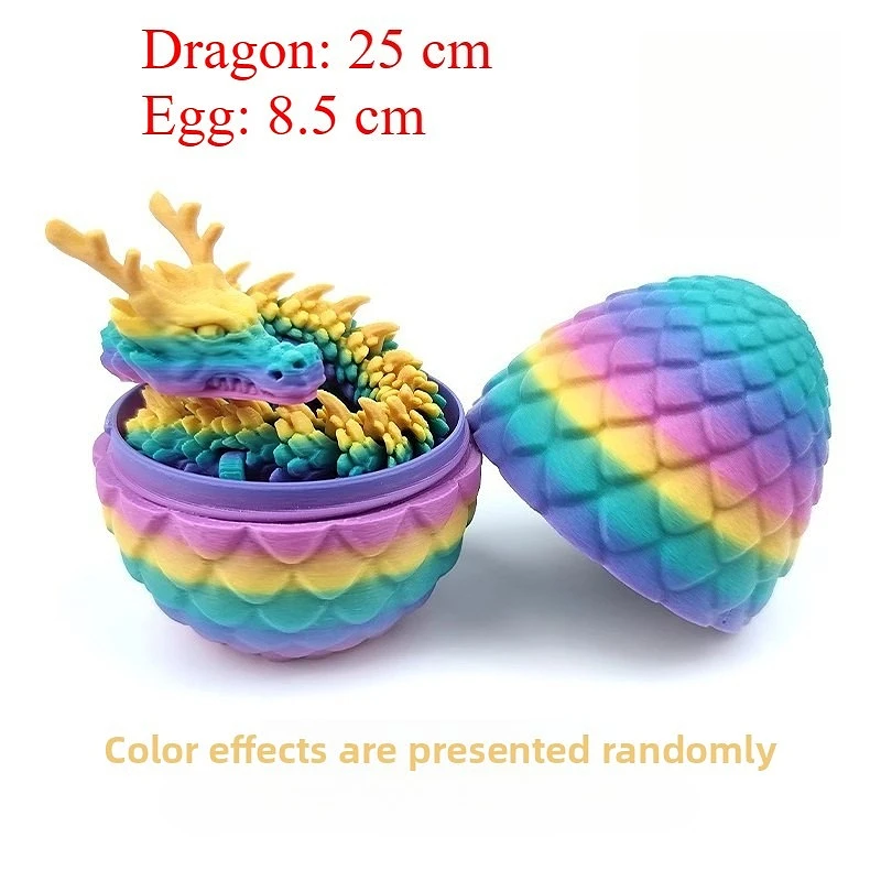 3D-Gedrucktes Drachenei mit Beweglichem Drachen-Spielzeug, Flexibles Chinesisches Drachenmodell, Figur für Zuhause, Schreibtisch, Auto, Deko-Geschenk