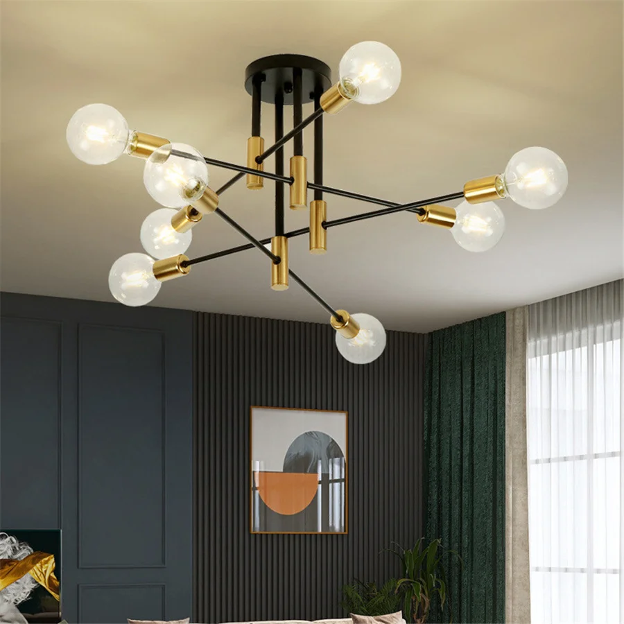 Simple Modern Nordic E27 LED Chandelier for Living Room Bedroom Dining Room Study Home Indoor Lighting Decoration Ceiling Lamp