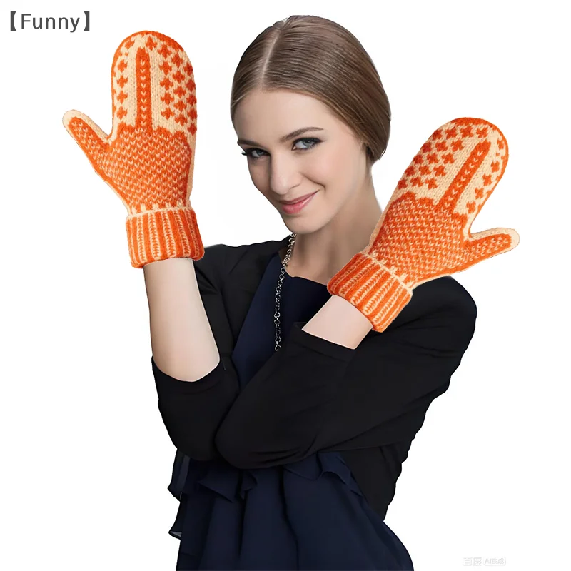 [Zabawne] Rękawiczki z listu niegrzecznych, przytulne, dziergane z ukrytą wągrem, ręcznie robione na drutach rękawiczki z ukrytym środkowym palcem, ciepłe zimowe rękawiczki dla kobiet