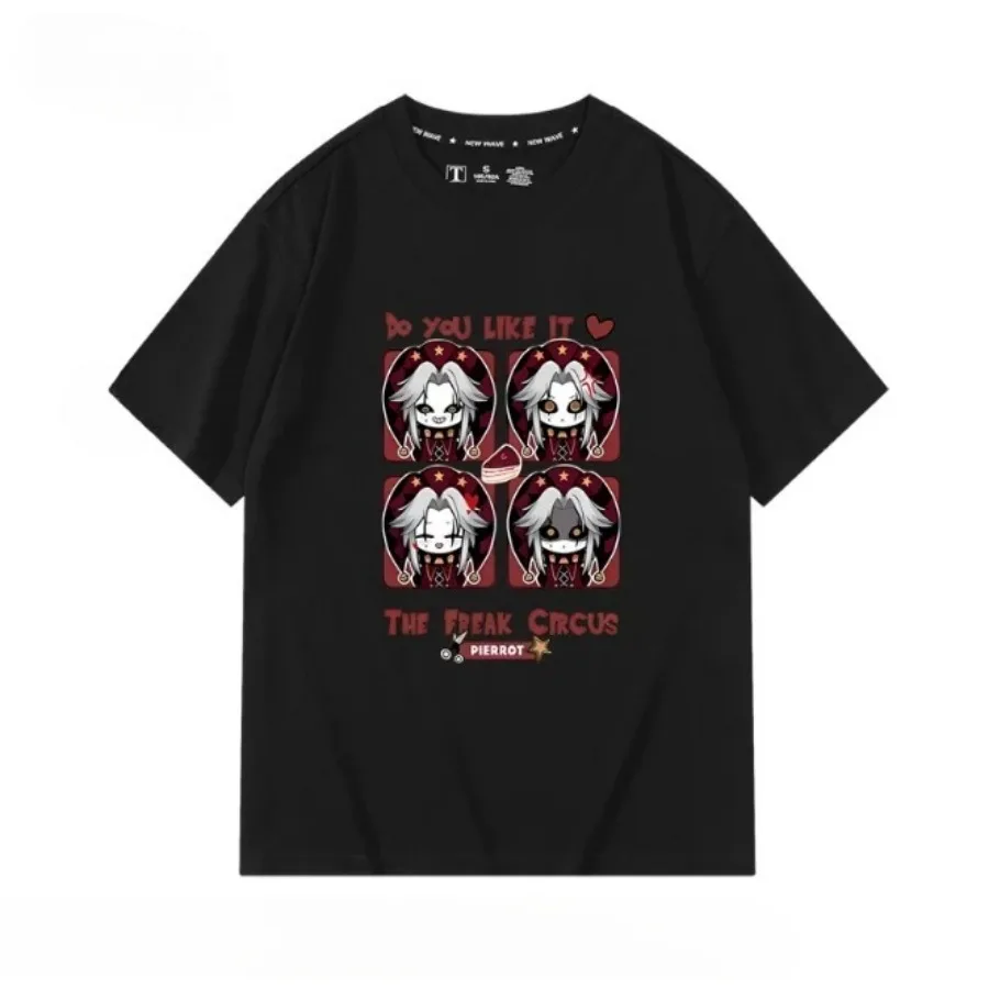 Anime The Freak Circus Pierrot Cartoon Print Oversized T Shirt Women Men Summer Crewneck Short Sleeve Funny Tshirt Graphics Tees