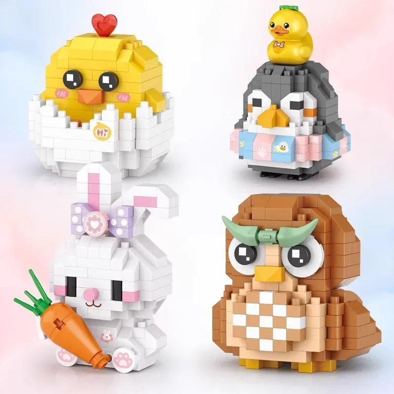 Cute Animal Series Mini Building Blocks Cat & Corgi Desktop Ornament DIY Educational Assembly Toy Kids Birthday Creativity Gifts