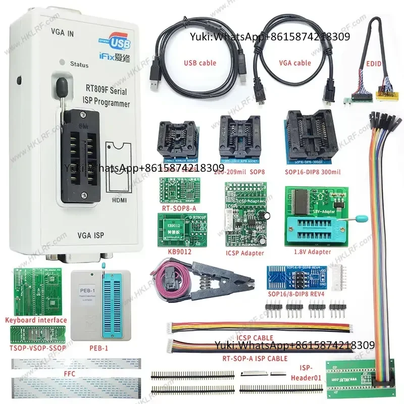 RT809F Programmer All Adapters SOP8 IC Clip Motherboard LCD Reader +PEB-1 +EDID +ISP-DuPont-Heade