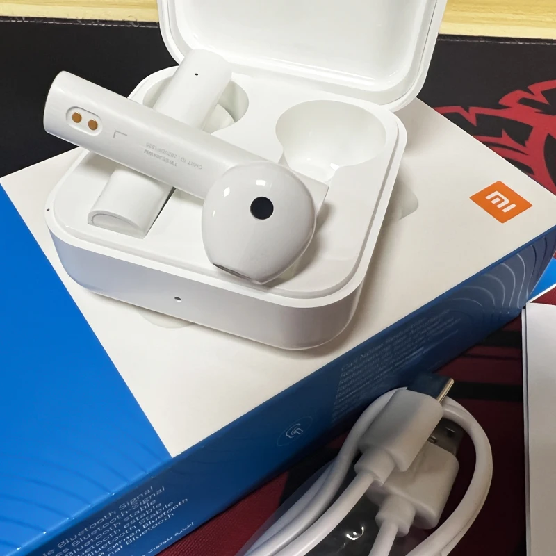 Xiaomi Mi True earphone nirkabel versi Global, earbud Bluetooth 2 dasar, headphone bisnis, Headset musik kontrol sentuh