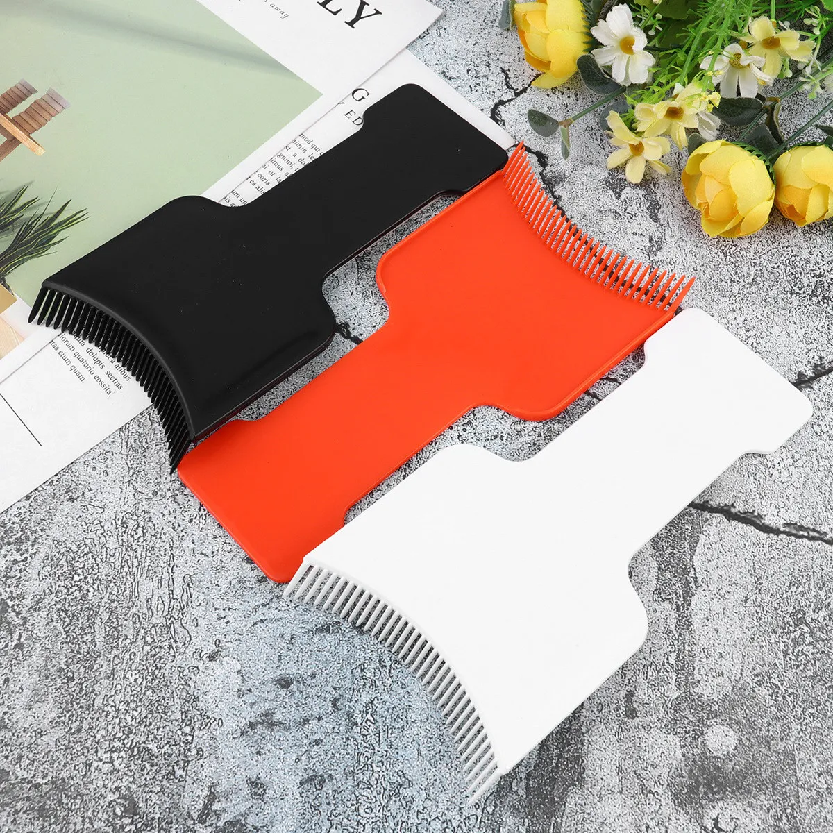 3Pcs Hair Coloring Comb Plates Professional Salon Home Use Arc Design Hair Dye Board Set Prevents Scalp Contact Quick