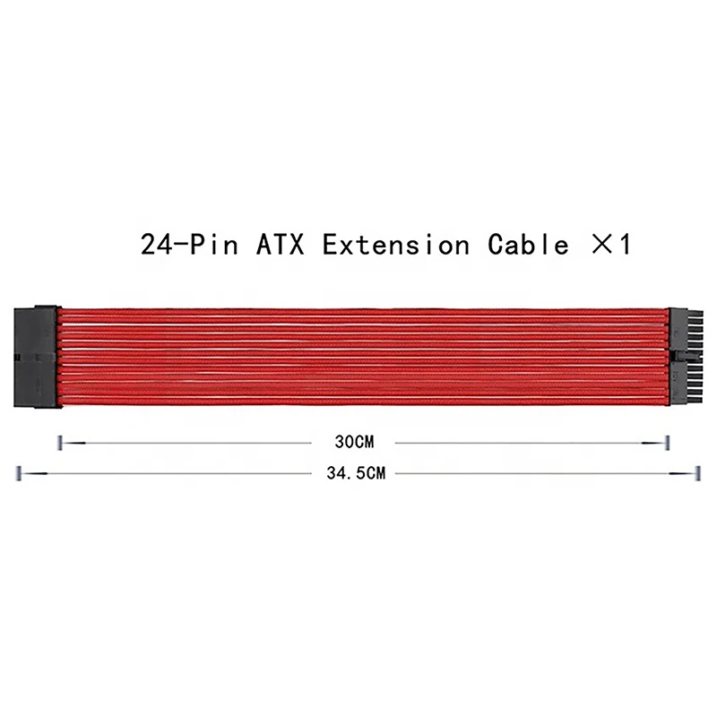 PSU ATX 24Pin Extension Cable Nylon Braided 8-pin 6+2pin Cord 24-pin Motherboard Extension For Computer PC Case Power Cable Kit