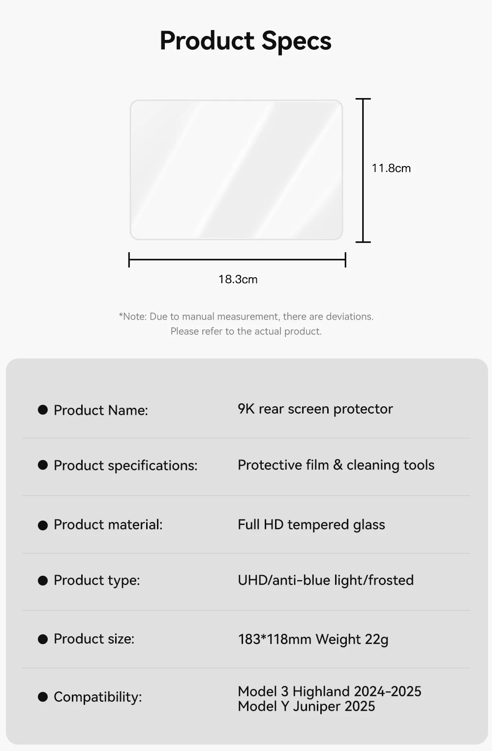 YZ Schutzfolie aus gehärtetem Glas für Tesla Model Y/YL Juniper 3 Highland, Schutzfolie für den Bildschirm der Mittelkonsole in der hinteren Reihe – Detail 18