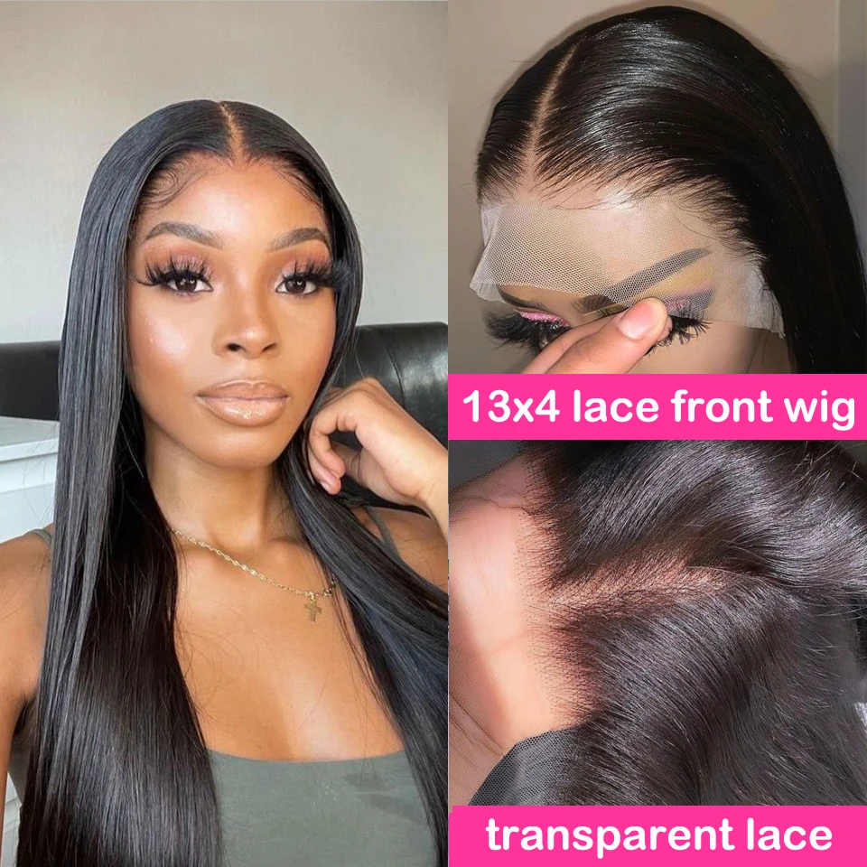 30inch Stragiht Frontal Wig 250% HD Transparent Lace Wigs 13x4 Front Lace Wig Bone Straight Human Hair Wigs Lace Front Wig