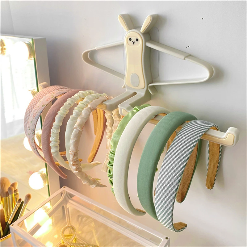 Kawaii Rabbit Hair Hoop Storage Rack Wall Mounted Jewelry Organizer Hair Tie Hair Clip Hairband Display Hair Accessories Rack