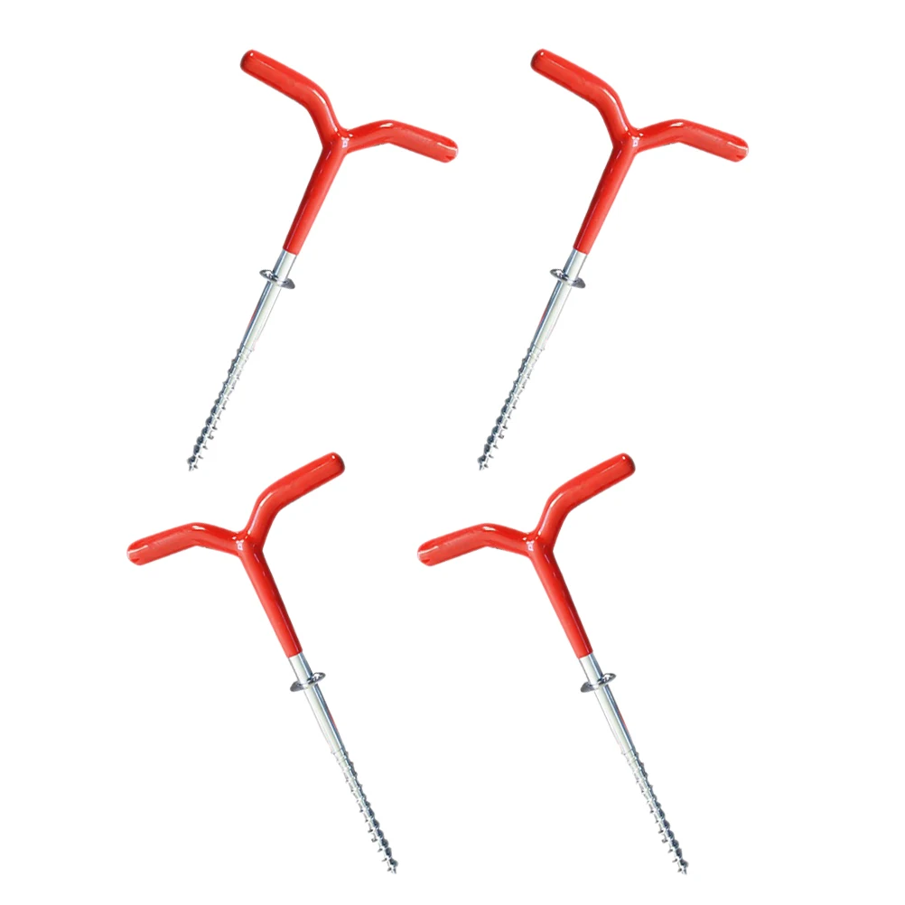 

4 Pcs Ice Nail Fixer Durable Metal Camping Accessories Spiral Stake Portable Tent Pegs Outdoor Stakes Beach Fishing Snow Ground