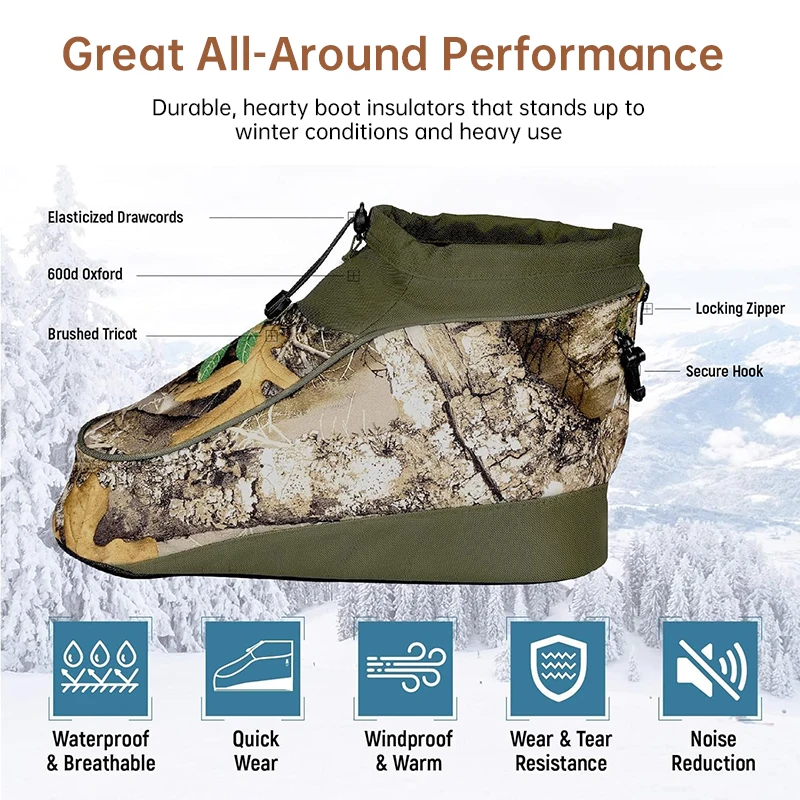 Insulated Boot Cover Outdoor Hunting Camping Fishing Men's Boot Cover Tactics Waterproof Skid-proof Keep Warm Shoes Covers