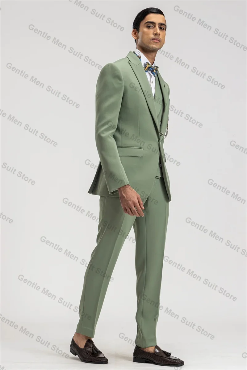 Ensemble de olympiques en coton vert pour hommes, blazer et pantalon formels, veste sur mesure pour hommes, manteau de smoking de mariage, Rhde fin d'année, bureau, FJM, 2 pièces