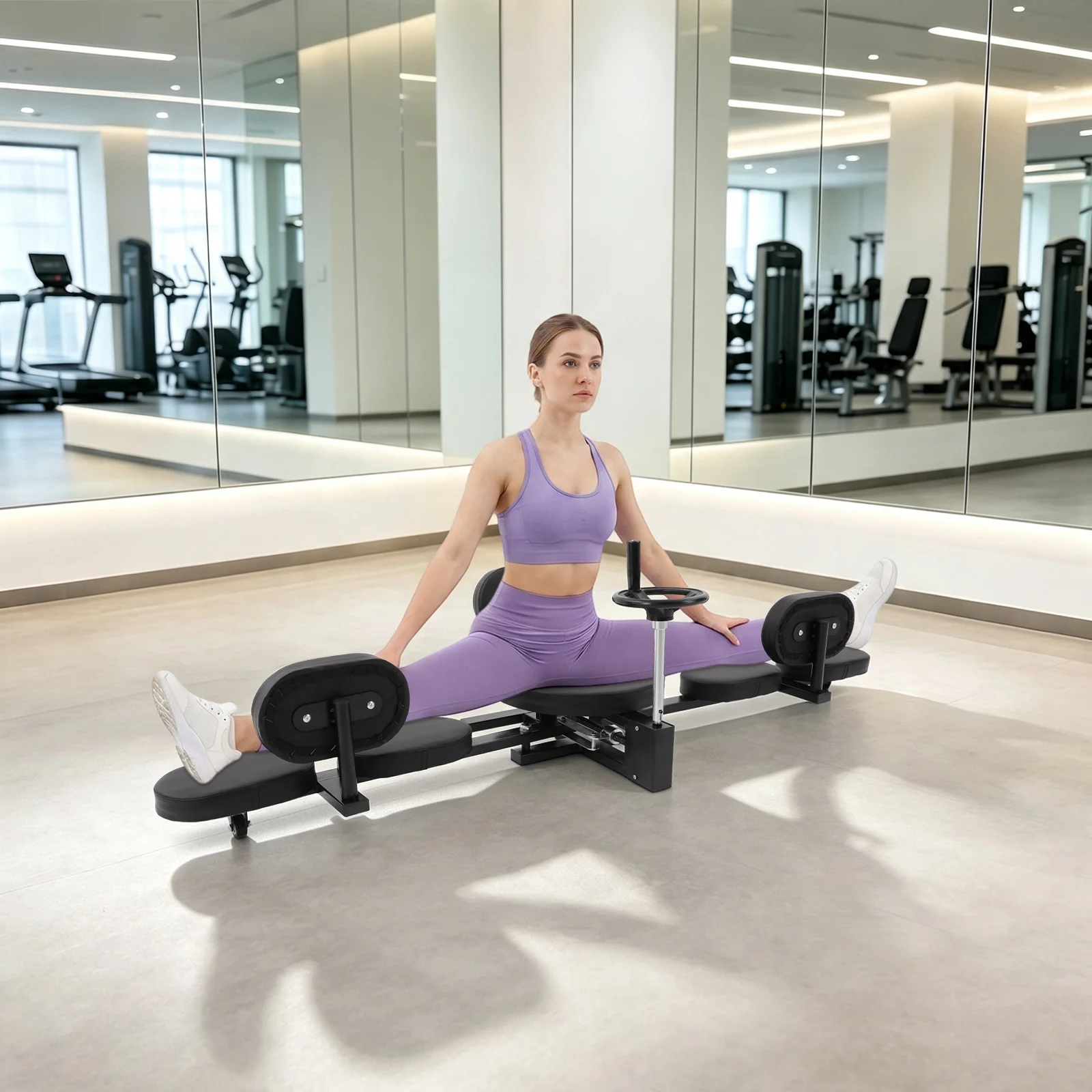 0-210° Adjustable Leg Split Stretcher, 300lbs Weight Capacity Split Trainer, Black/Orange/Pink Splits Stretch Trainer With Cushion Handwheel Control For Dance Yoga Gymnastics Martial Arts Home Gym