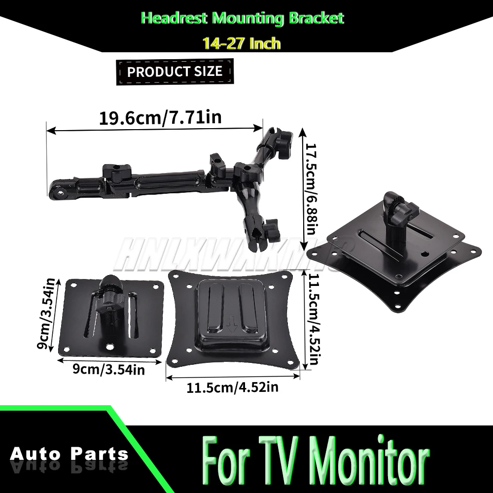 Headrest Mounting Bracket For TV Monitor Black Campervan Motorhome Car Compatible With 14-27 Inch Displays
