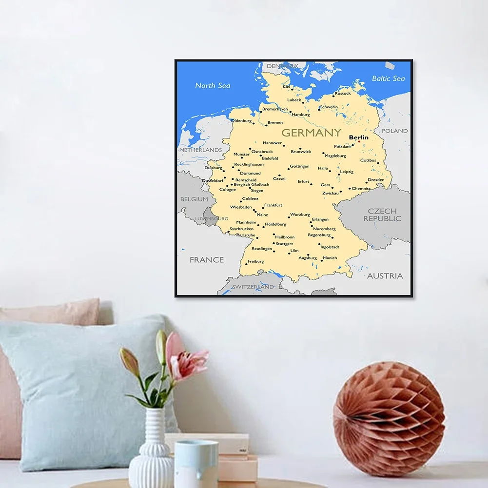 60*60 cm mapa niemcy dekoracyjne płótno malarstwo ścienne plakat artystyczny klasa dekoracja wnętrz przybory szkolne dla dzieci