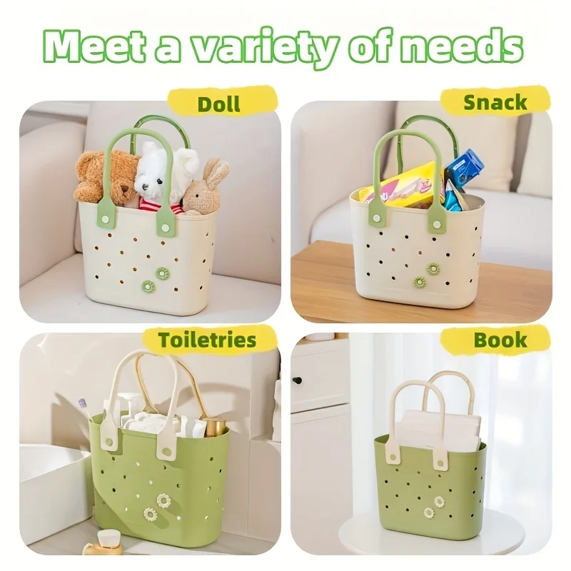 Bolsas de playa, bolsas de aseo, cestas de almacenamiento, bolsos de flores, bolsas de almacenamiento plegables ligeras, estilo INS, material plástico