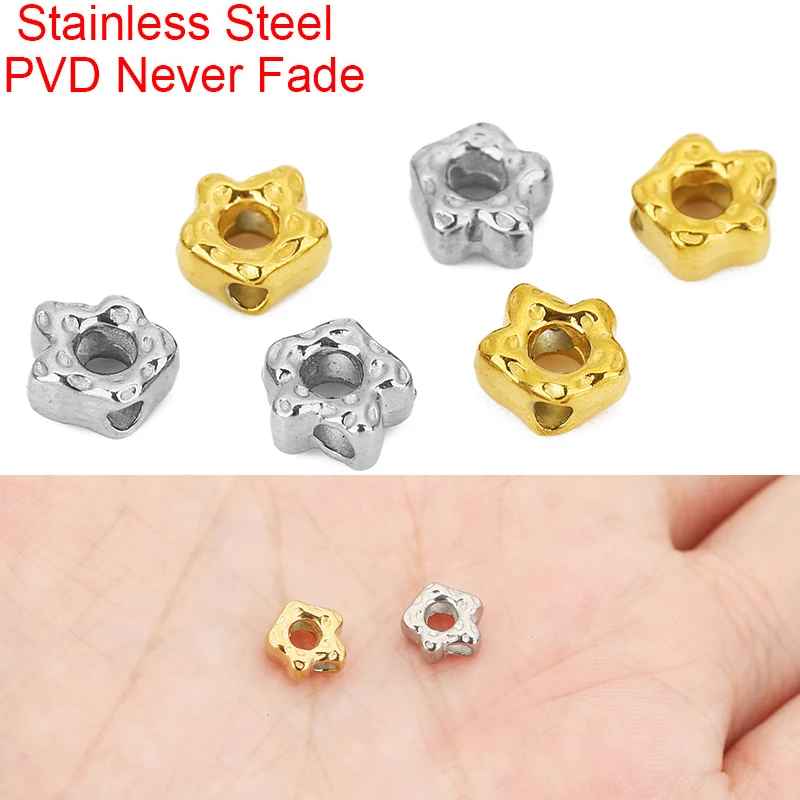 10pcs PVD Stainless Steel Double Hole Beads 7.5mm Never Fade Spacer Beads Bracelet Necklace Findings Jewelry Making Accessories