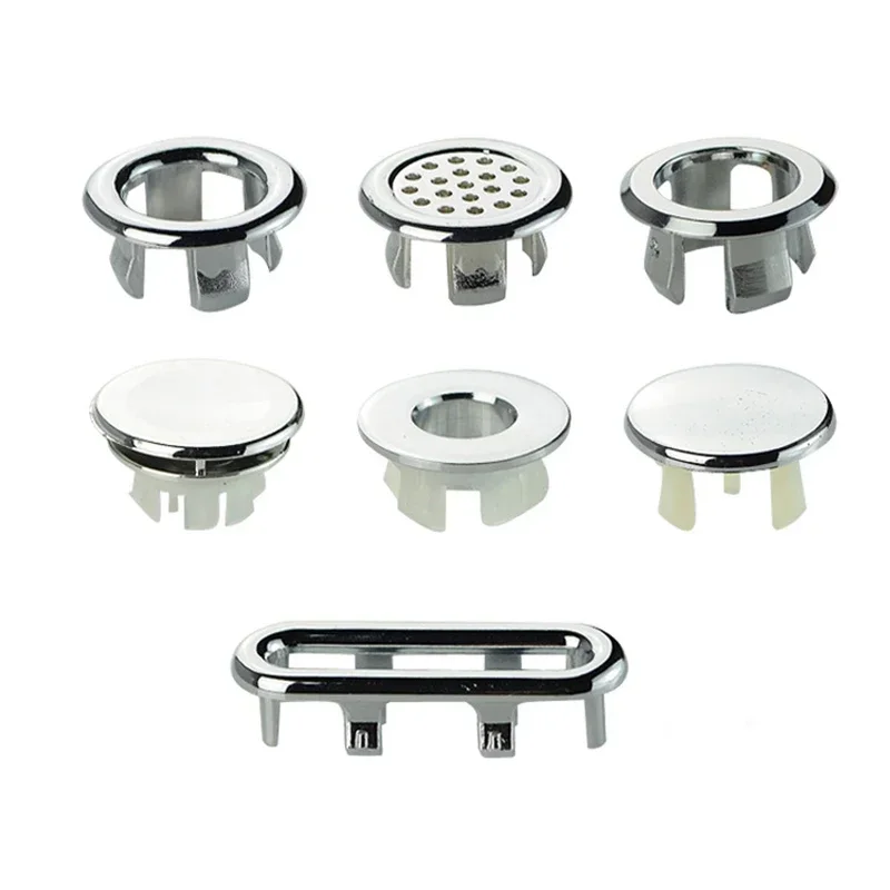 

3PCS Plastic Bathroom Kitchen Basin Sink Overflow Cover Ring Insert Replacement Chrome Hole Round Drain Cap Basin Accessory