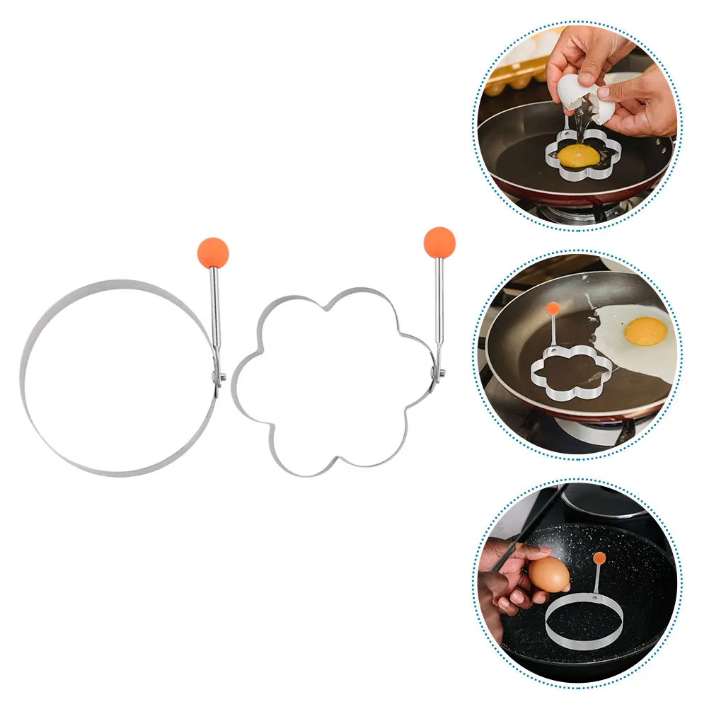 

2Pcs Nonstick Egg Frying Rings Stainless Steel Circular Flower Shape Omelette Mold Kitchen Cooking Egg Ring Tool