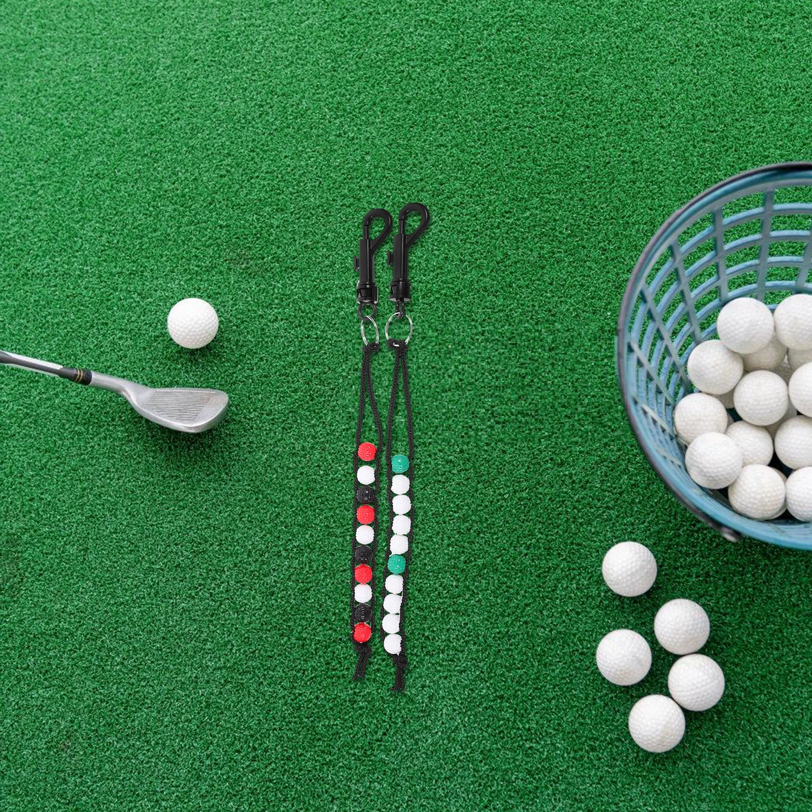 

2pcs Golf Stroke Counter Beads Nylon Material Portable Golfing Scoring Chain Durable Golf Score Keeper Training for Men