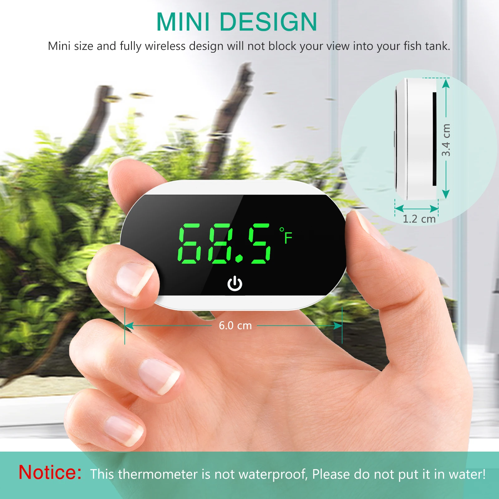 ORIA Aquarium Thermometer Digital External Thermometers Fish Tank Temperature Meter Reptile Box Mini Thermometer ℃/℉ Switching