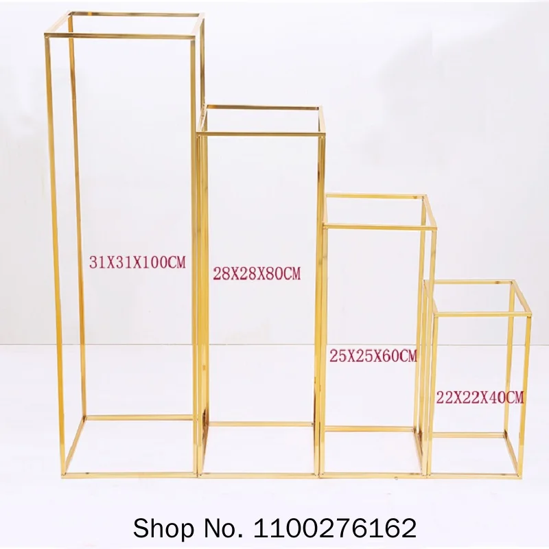 

Golden Column Stand Rustproof Decoration Party Wedding Floor Geometric Holder Centerpiece Prop Iron Art Detachable Flower Rack